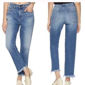HALE Tyler Senna Distressed Cropped Boyfriend Jean with Raw Hem Size 28